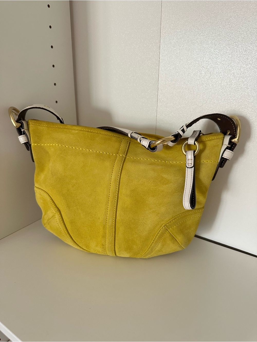 Coach Vintage Suede Soho Hobo Small Shoulder Bag chartreuse yellow green
